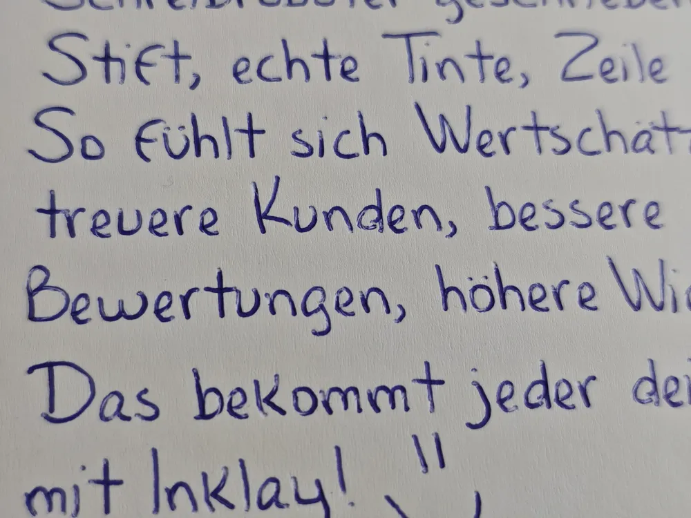 Close-up of real ink handwriting